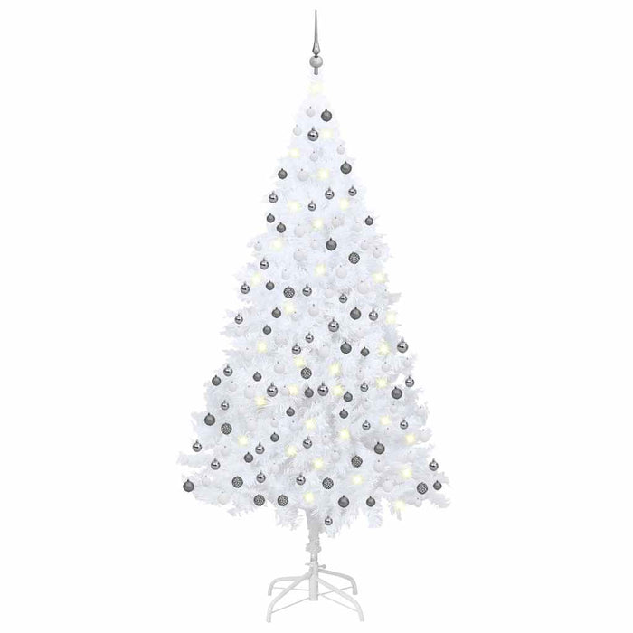 Brad Crăciun pre-iluminat artificial, set globuri, alb, 240 cm WALTI