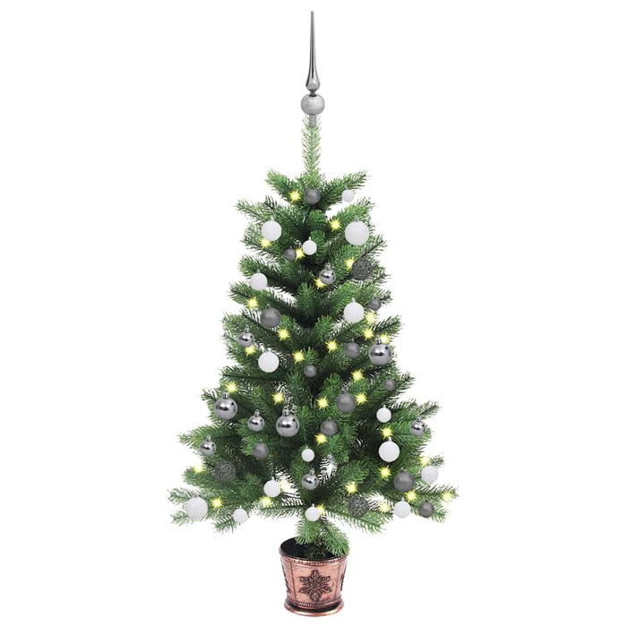 Brad Crăciun pre-iluminat artificial, set globuri, verde, 90 cm - WALTI WALTI