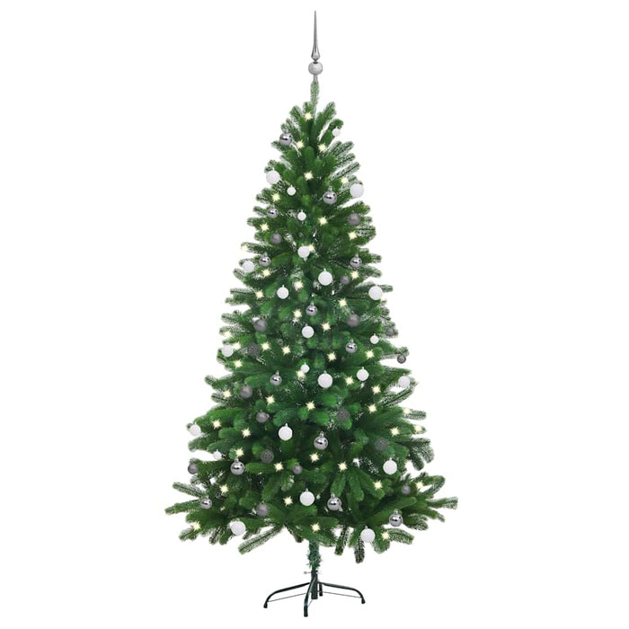 Brad Crăciun pre-iluminat artificial set globuri, verde, 180 cm - WALTI WALTI