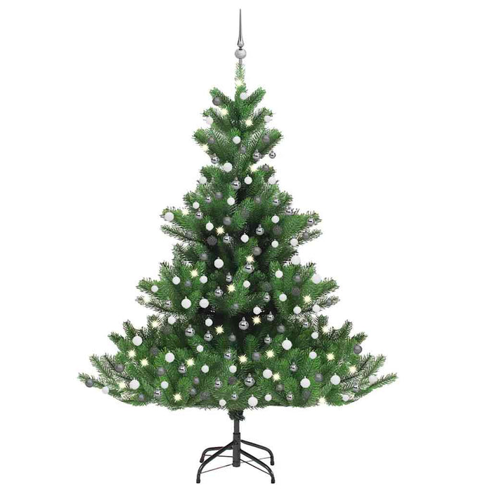 Pom Crăciun artificial brad Nordmann LED&globuri verde, 210 cm WALTI