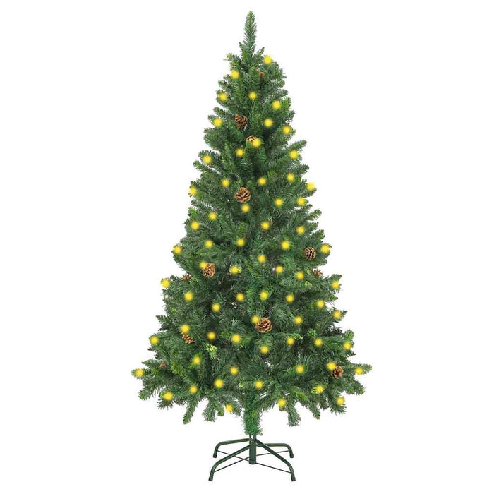 Brad Crăciun artificial pre-iluminat globuri/conuri pin 150 cm WALTI