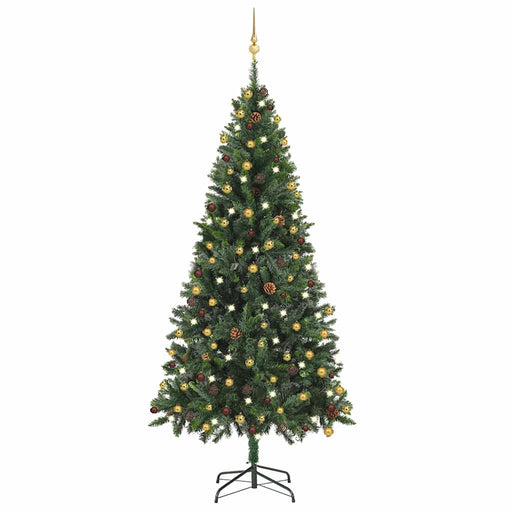 Brad Crăciun pre-iluminat artificial set globuri, verde, 210 cm - WALTI WALTI