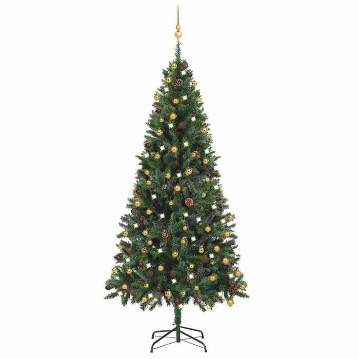 Brad Crăciun pre-iluminat artificial set globuri, verde, 210 cm WALTI