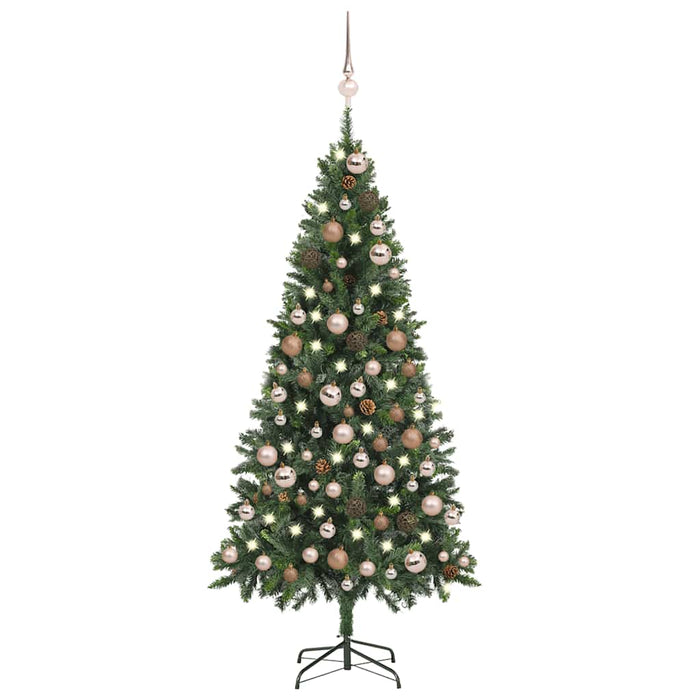 Brad Crăciun artificial pre-iluminat globuri/conuri pin, 180 cm - WALTI WALTI