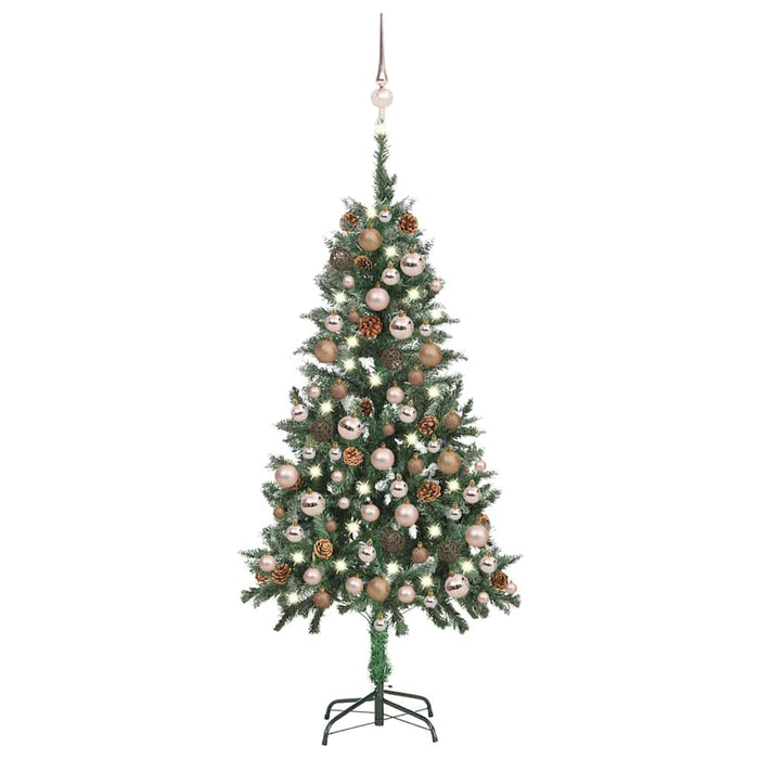 Brad Crăciun artificial pre-iluminat globuri/conuri pin 150 cm WALTI