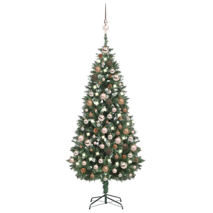 Brad Crăciun artificial pre-iluminat globuri/conuri pin, 180 cm WALTI