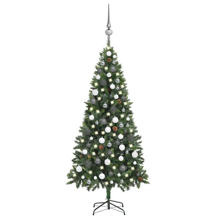 Brad Crăciun artificial pre-iluminat globuri/conuri pin 180 cm WALTI