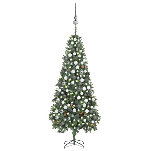Brad Crăciun artificial pre-iluminat globuri/conuri pin 210 cm - WALTI WALTI