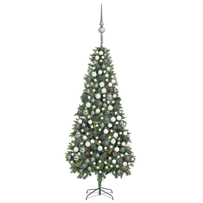 Brad Crăciun artificial pre-iluminat globuri/conuri pin 210 cm WALTI