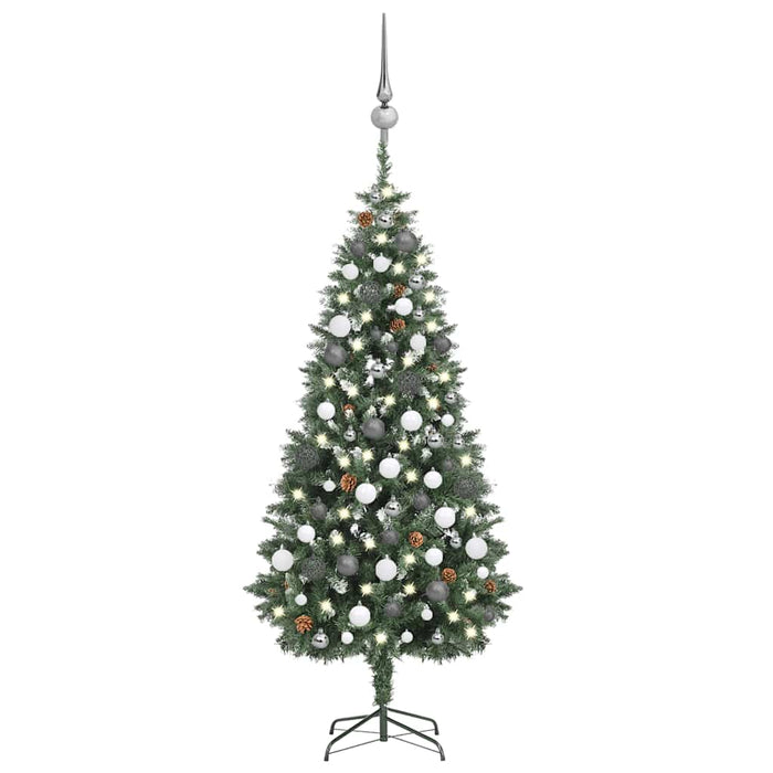 Brad Crăciun artificial pre-iluminat globuri/conuri pin 180 cm WALTI