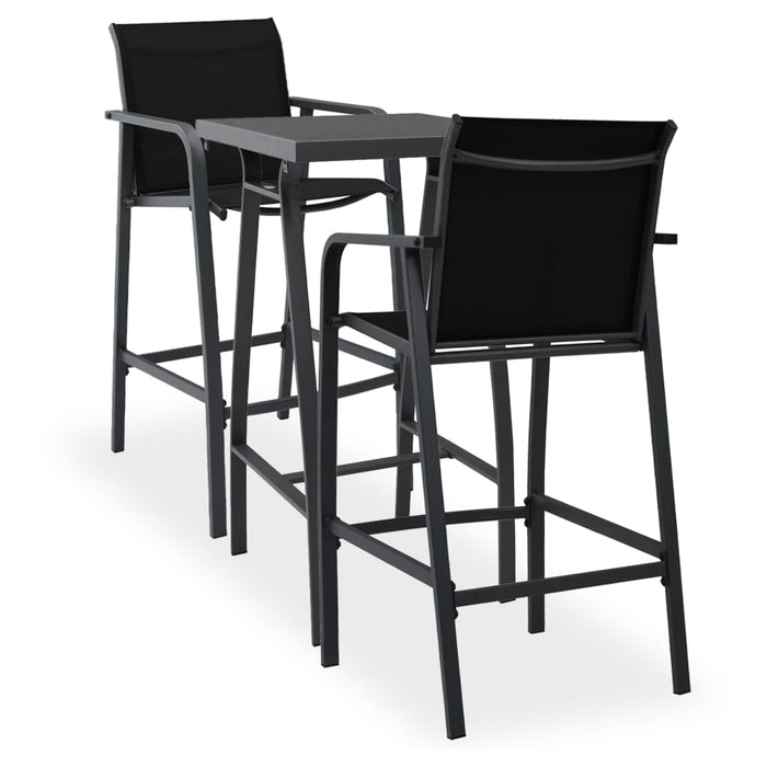 Set mobilier de bar pentru grădină, 3 piese, negru WALTI
