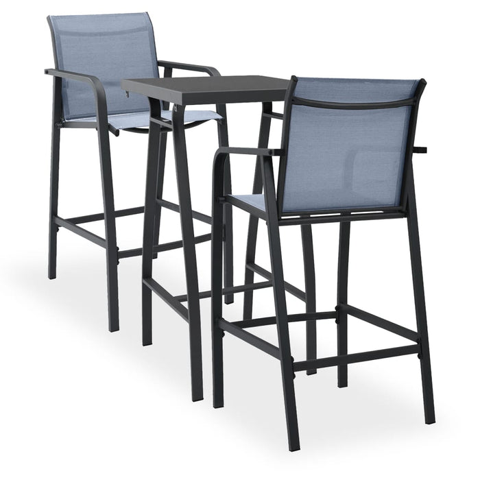 Set mobilier de bar pentru grădină, 3 piese, negru și gri WALTI