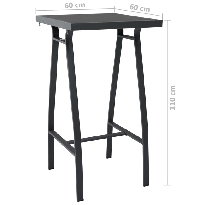 Set mobilier de bar pentru grădină, 3 piese, negru și gri WALTI