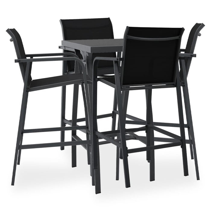 Set mobilier de bar pentru grădină, 5 piese, negru WALTI