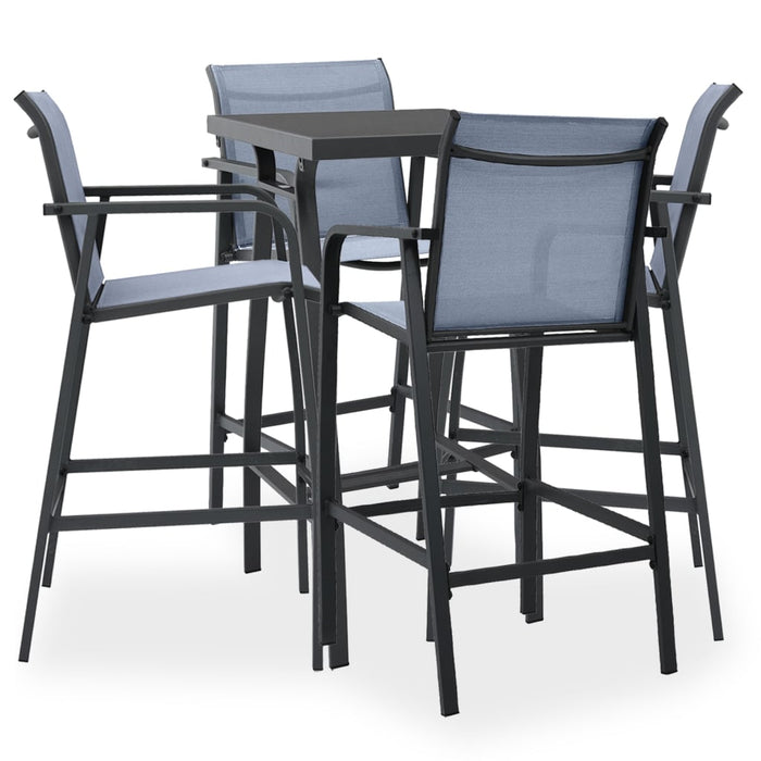 Set mobilier de bar pentru grădină, 5 piese, negru și gri WALTI
