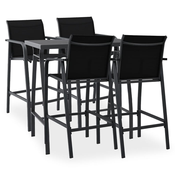 Set mobilier de bar pentru grădină, 5 piese, negru WALTI