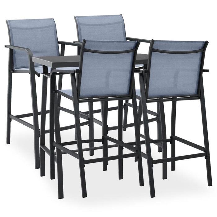 Set mobilier de bar pentru grădină, 5 piese, negru și gri - WALTI WALTI