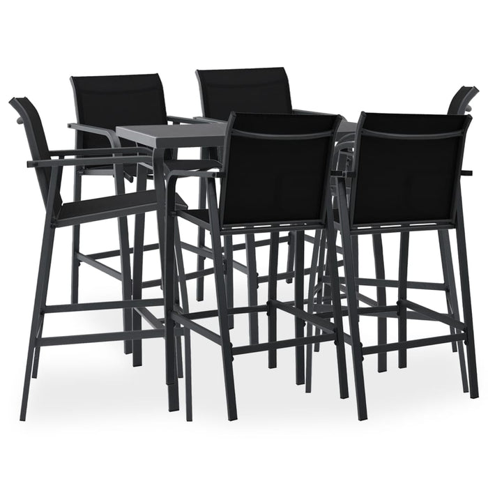 Set mobilier de bar pentru grădină, 7 piese, negru - WALTI WALTI