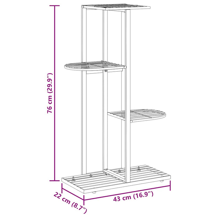 Suport pentru flori cu 4 nivele, negru, 43x22x76 cm, metal - WALTI WALTI