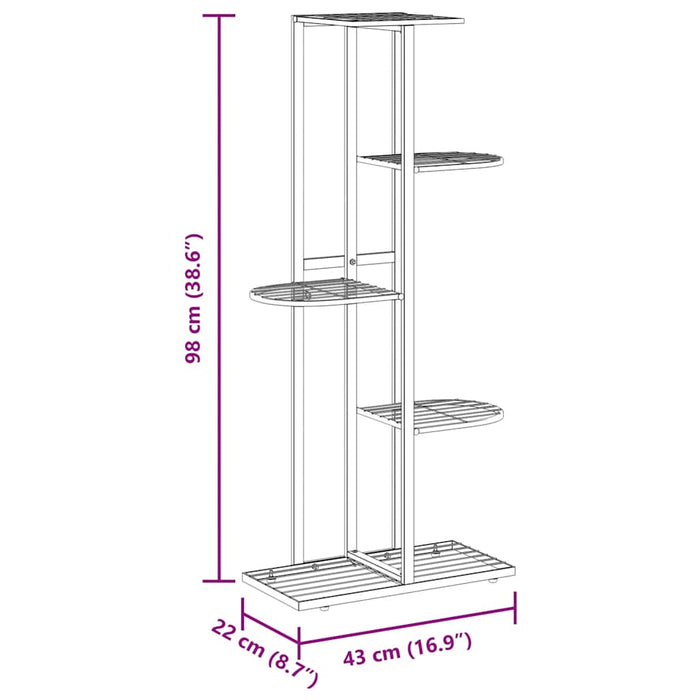 Suport pentru flori cu 5 niveluri, negru, 43x22x98 cm, metal - WALTI WALTI
