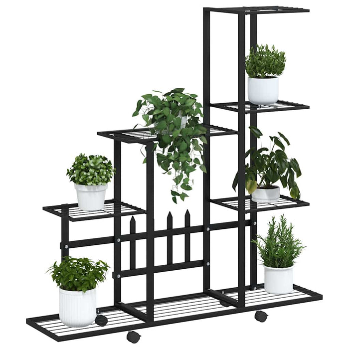 Suport pentru flori cu roți, 94,5x25x92,5 cm, negru, metal - WALTI WALTI