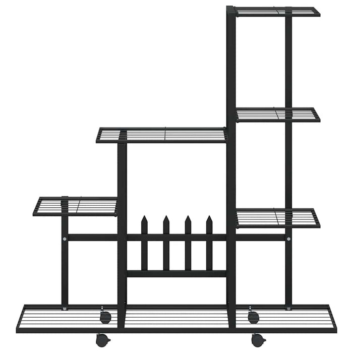 Suport pentru flori cu roți, 94,5x25x92,5 cm, negru, metal - WALTI WALTI