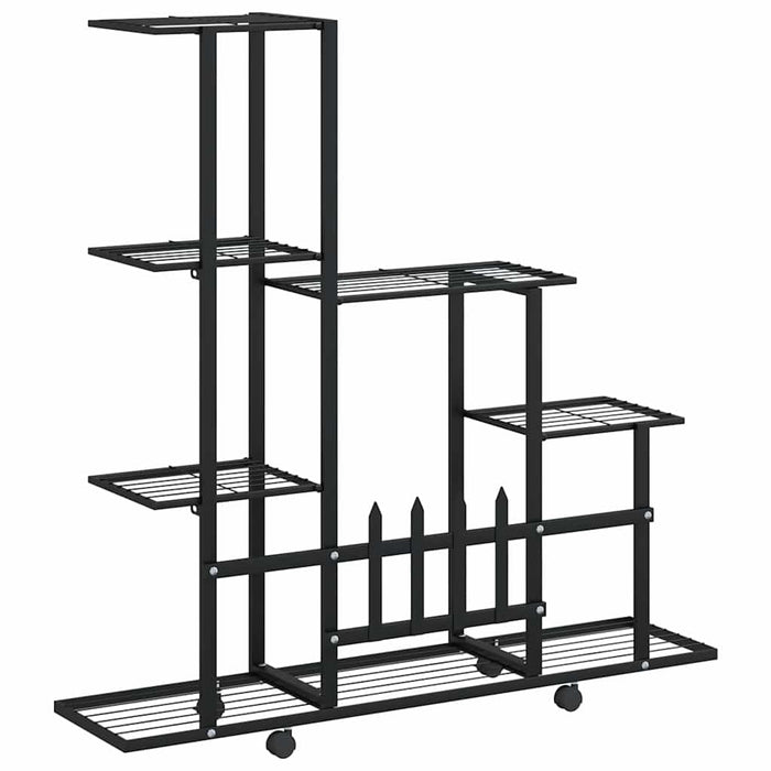 Suport pentru flori cu roți, 94,5x25x92,5 cm, negru, metal - WALTI WALTI