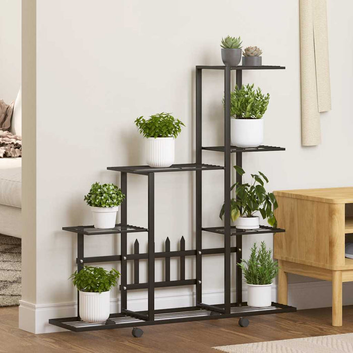 Suport pentru flori cu roți, 94,5x25x92,5 cm, negru, metal - WALTI WALTI