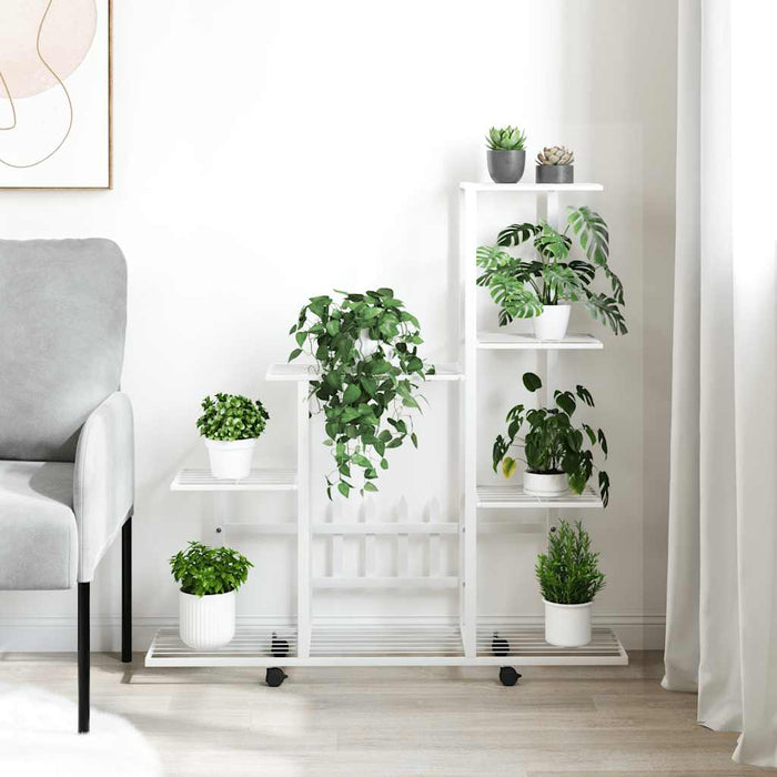Suport pentru flori cu roți, 94,5x25x92,5 cm, alb, metal - WALTI WALTI