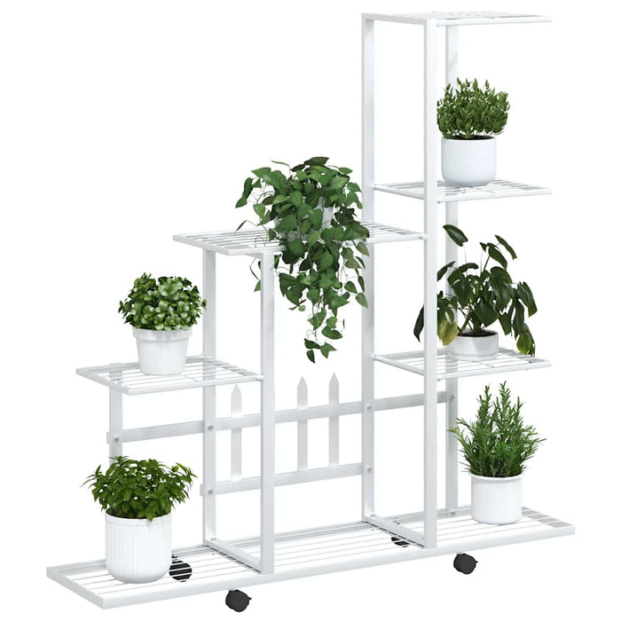 Suport pentru flori cu roți, 94,5x25x92,5 cm, alb, metal - WALTI WALTI