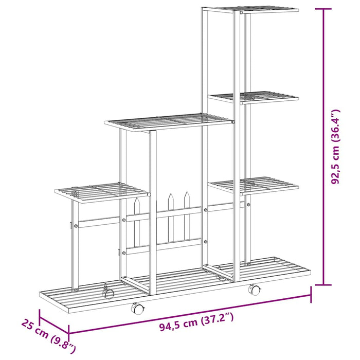 Suport pentru flori cu roți, 94,5x25x92,5 cm, alb, metal - WALTI WALTI