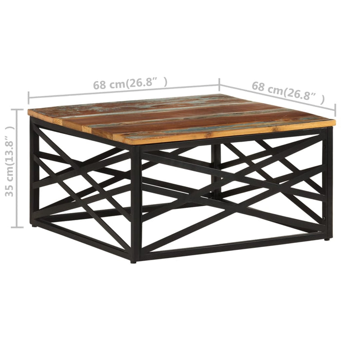 Măsuță de cafea, 68x68x35 cm, lemn masiv reciclat WALTI