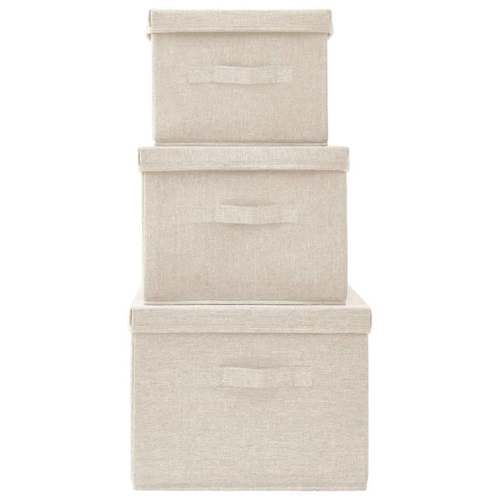 Set cutii depozitare stivuibile, 3 buc., crem, țesătură - WALTI WALTI