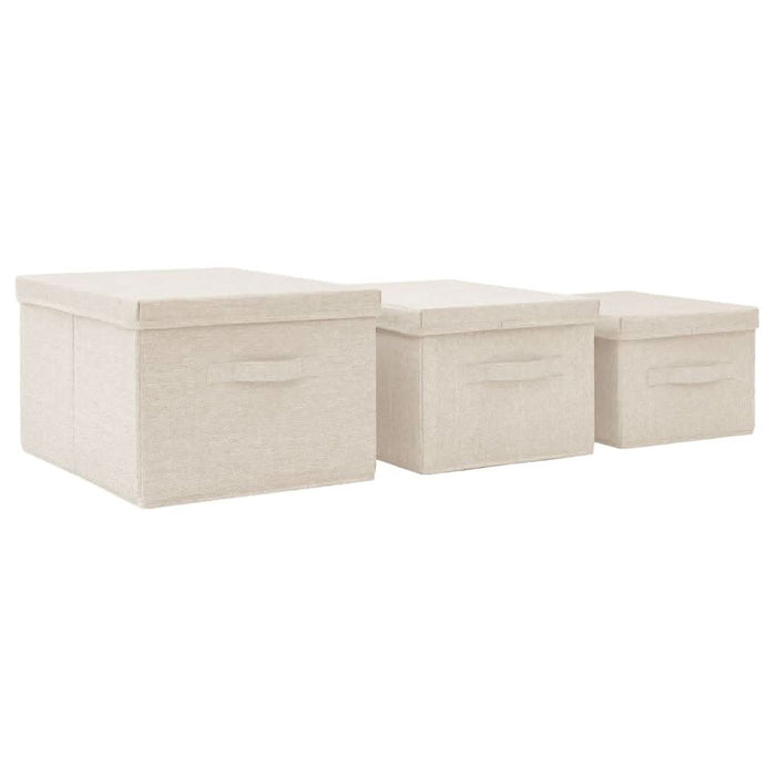 Set cutii depozitare stivuibile, 3 buc., crem, țesătură - WALTI WALTI