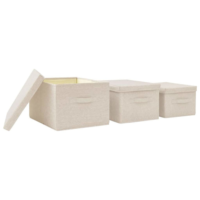 Set cutii depozitare stivuibile, 3 buc., crem, țesătură - WALTI WALTI