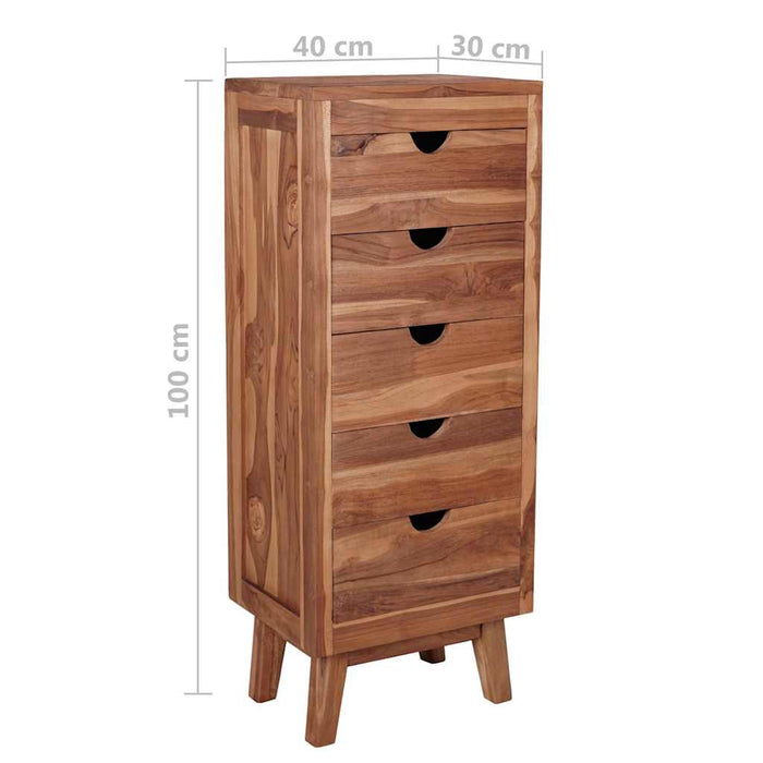 Servantă cu 5 sertare, 40x30x100 cm, lemn masiv de tec WALTI