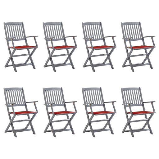 Scaune pliabile de exterior cu perne, 8 buc., lemn masiv acacia - WALTI WALTI