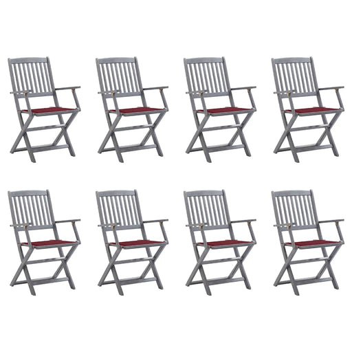 Scaune pliabile de exterior cu perne, 8 buc., lemn masiv acacia - WALTI WALTI