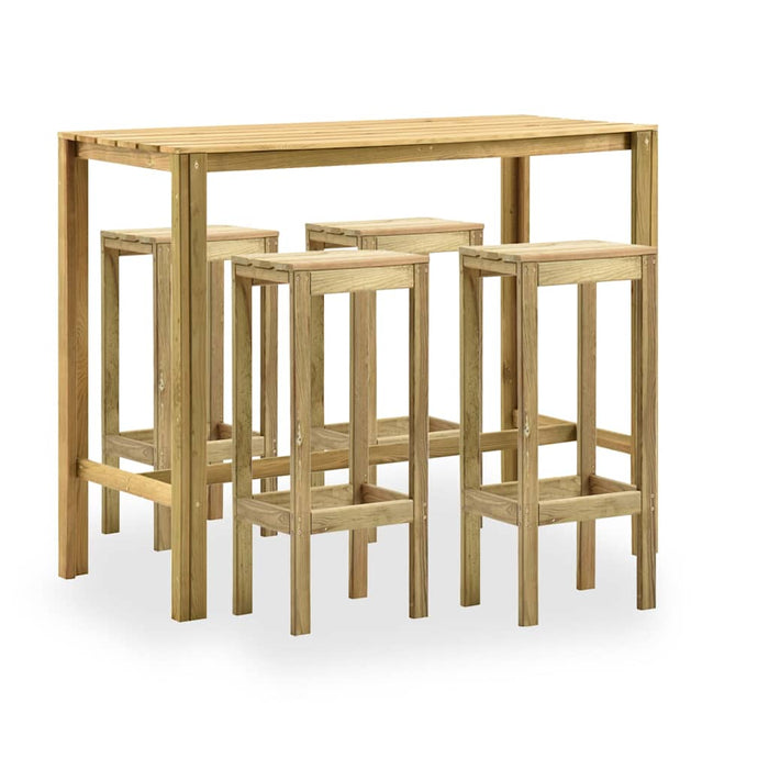Set mobilier bar de grădină, 5 piese, lemn de pin verde tratat WALTI