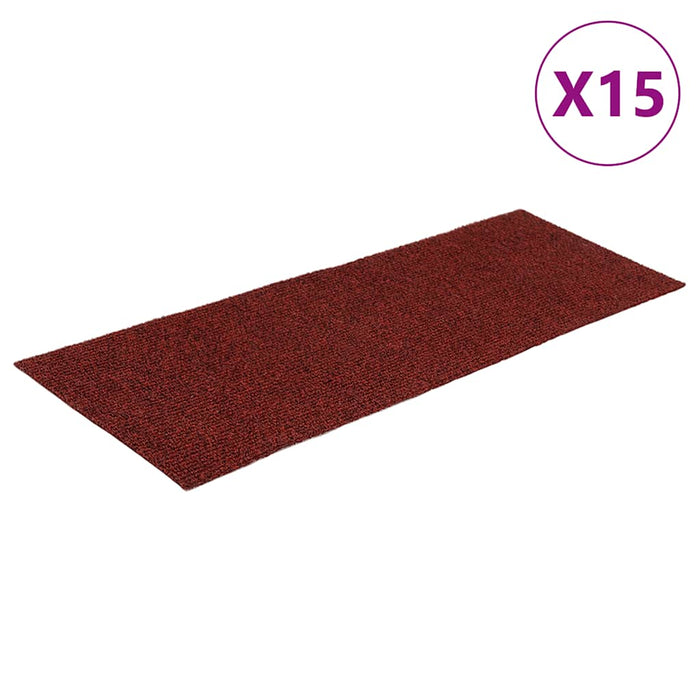 Covorașe pentru scări autoadezive, 15 buc., 60x25 cm, dreptunghiulare, roșu bordeaux - WALTI WALTI