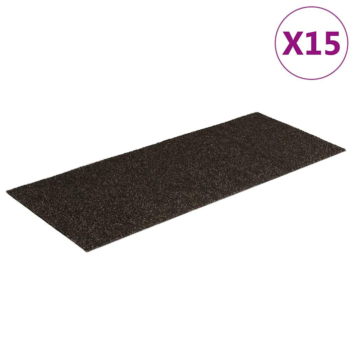 Covorașe autoadezive pentru scări, 15 buc., 60x25 cm, maro închis, dreptunghiulare WALTI