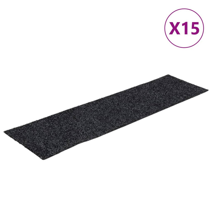 Covorașe scări autoadezive, 15 buc., 76x20 cm, gri închis, dreptunghiulare WALTI