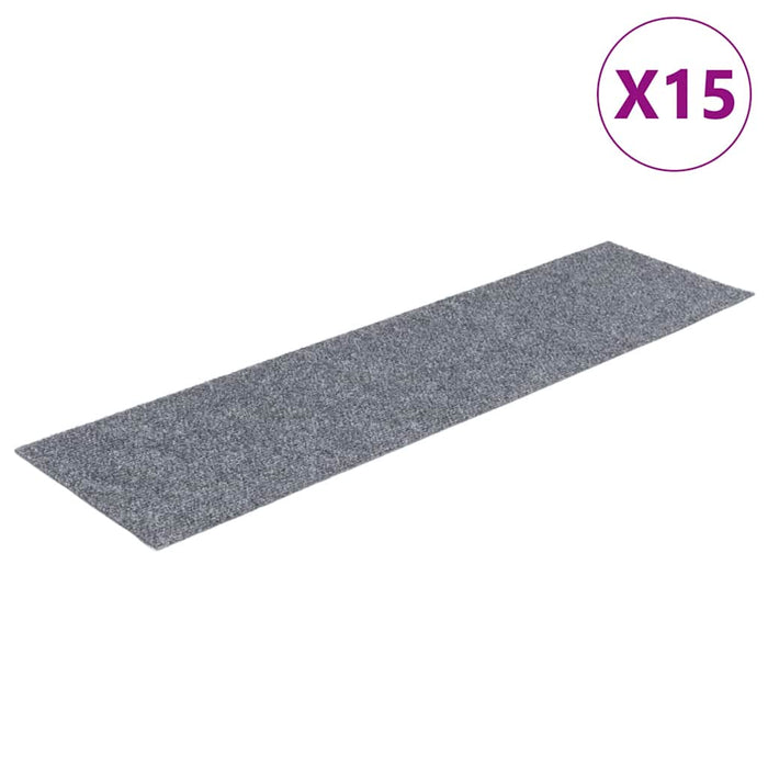 Covorașe pentru scări autoadezive, 15 buc., 76x20 cm, gri deschis, dreptunghiulare - WALTI WALTI