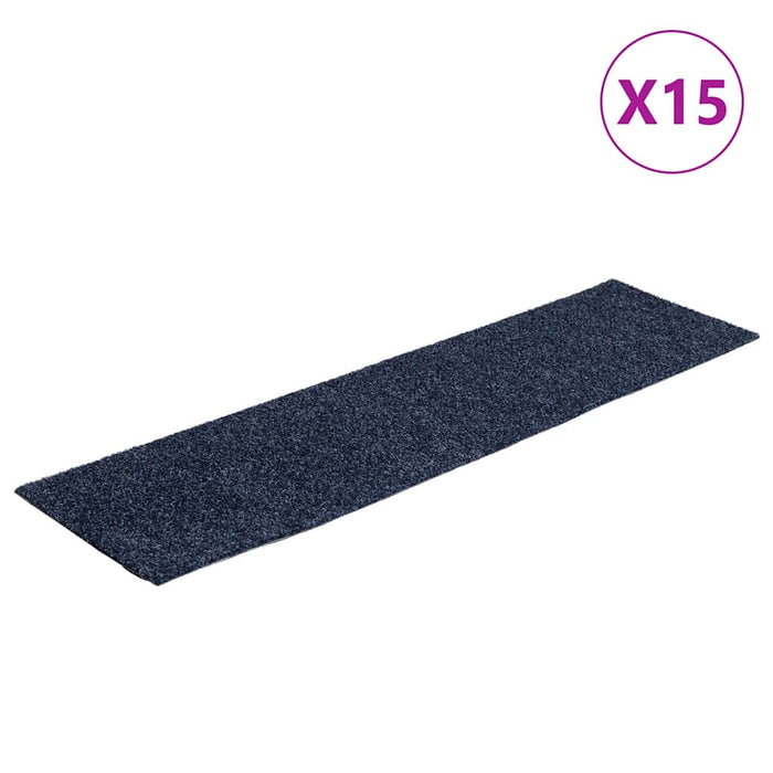 Covorașe autoadezive pentru scări, 15 buc., 76x20 cm, gri, albastru, dreptunghiulare WALTI