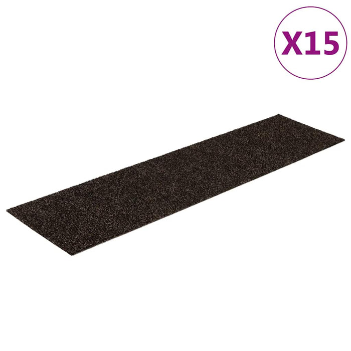 Covorașe autoadezive pentru scări, 15 buc., 76x20 cm, maro închis, dreptunghiulare WALTI
