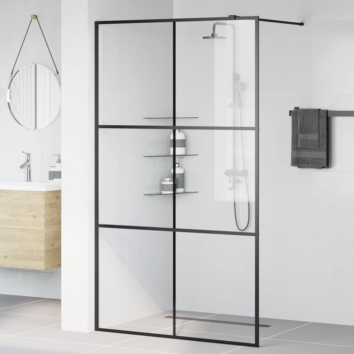 Paravan de duș walk-in negru 115x195 cm sticlă ESG transparentă - WALTI WALTI