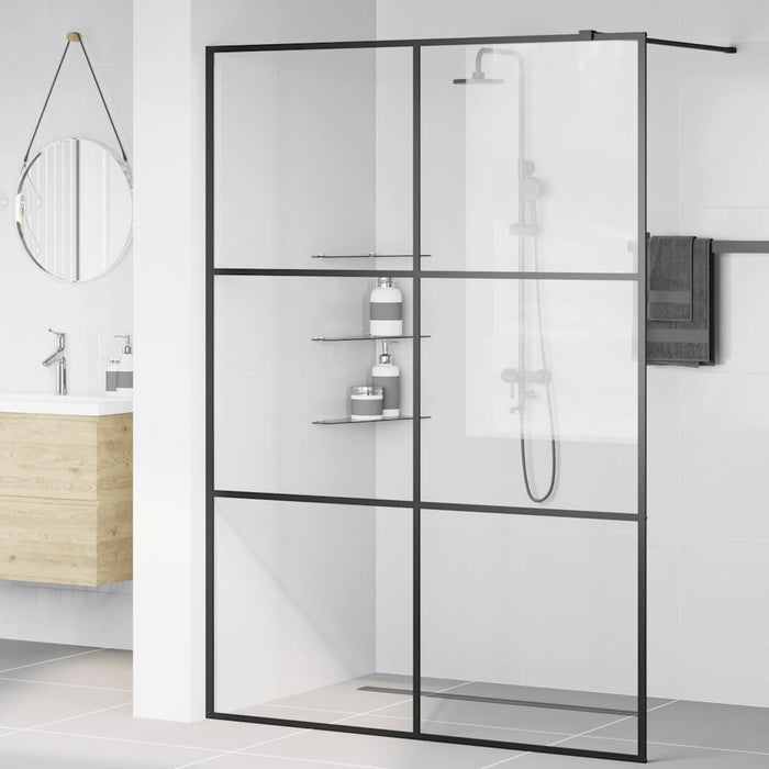 Paravan de duș walk-in negru 140x195 cm sticlă ESG transparentă - WALTI WALTI