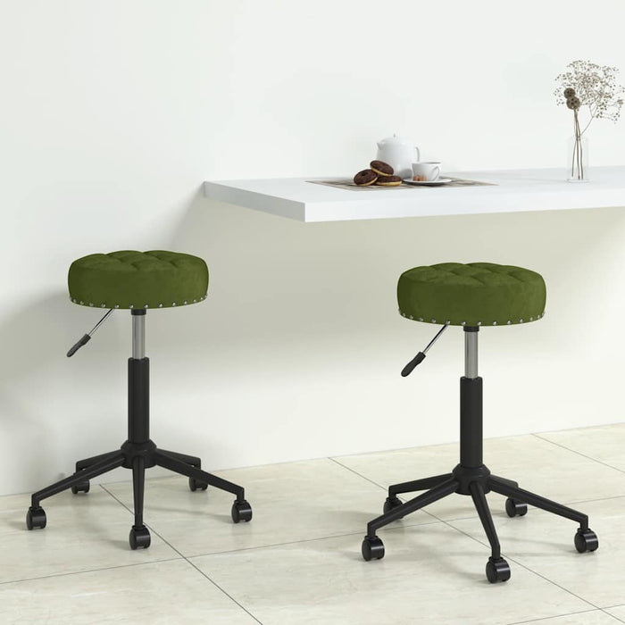 Scaune de bucătărie pivotante, 2 buc., verde deschis, catifea WALTI