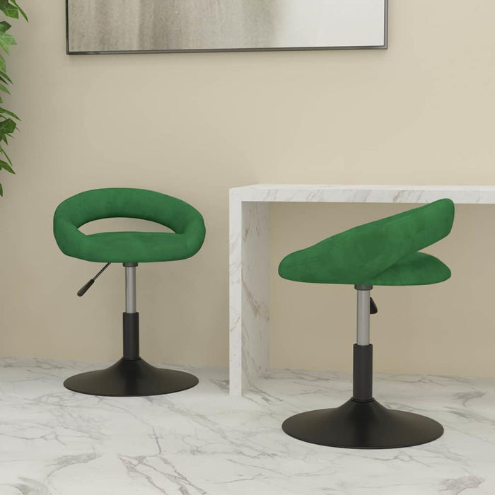 Scaune de bucătărie pivotante, 2 buc., verde închis, catifea WALTI