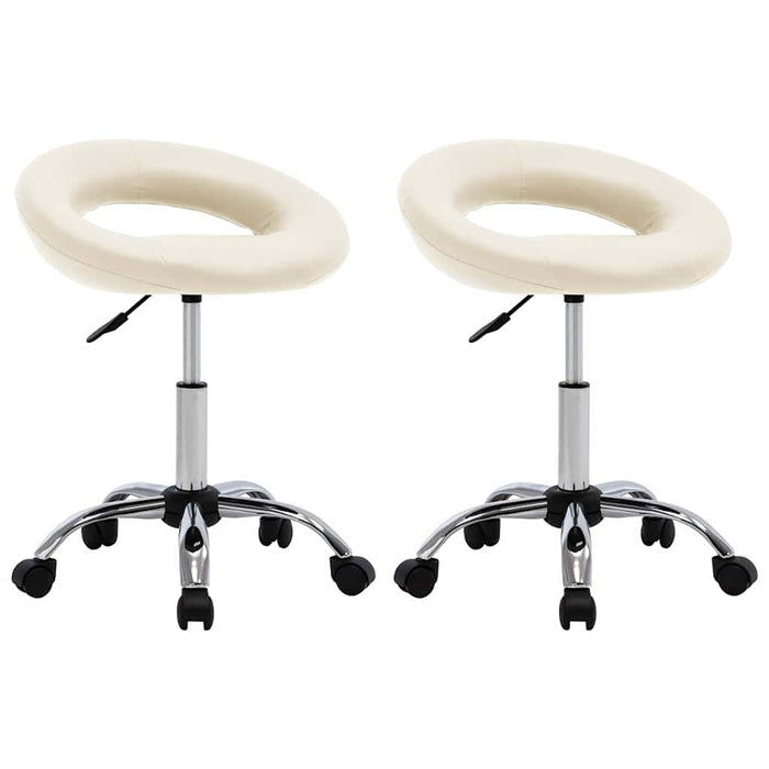 Scaune de bucătărie pivotante, 2 buc., crem, piele artificială WALTI